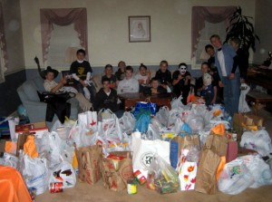 All in a night’s work... The boys gathered over 1,100 pounds of food for the poor